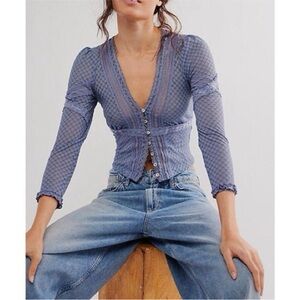 Free People Lace Button-Up Blouse